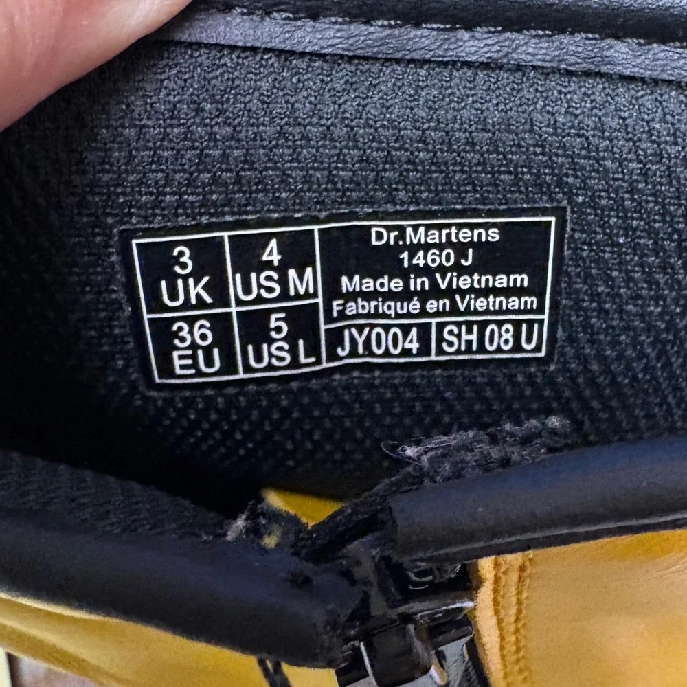 Dr Martens Yellow Side Zip Leather Boots Unisex 1460 J Msz 4 Lsz 5 JY004 SH 08 U